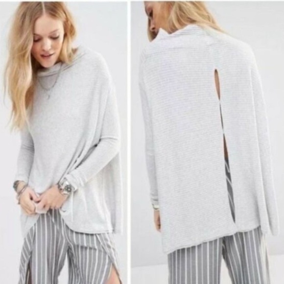 NEW We the Free Free People Ribbed Thermal Tee Size Large Gray - Picture 2 of 9